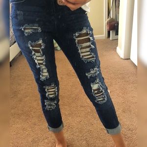 Adam Levine ripped fishnet jeans